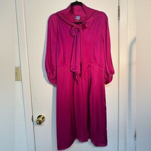 Monsoon Fuchsia Silk Dress with Tied Bow
